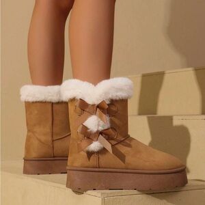 Willow Camel Suede Fur-Trim Boots NEW 🏷️